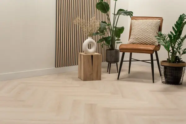 Floer Visgraat PVC Creme Eiken sfeer perspectief