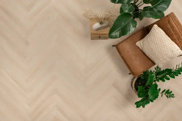 Floer Visgraat PVC Creme Eiken sfeer topdown