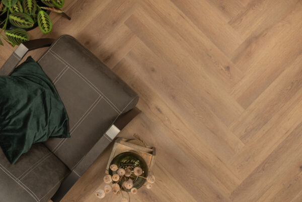 Floer Walvisgraat Click PVC Narwal Nootbruin sfeer topdown
